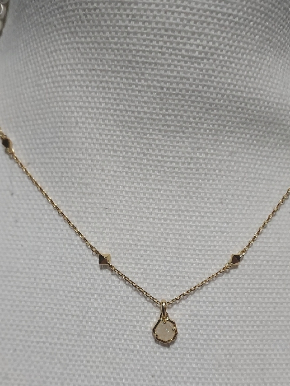 Kendra Scott Gold Hexagon Pendant Necklace with Bead Accents